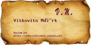 Vitkovits Márk névjegykártya